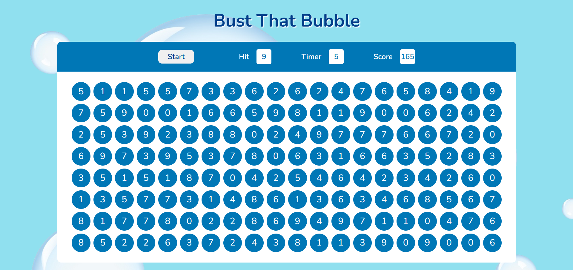 Bust That Bubble Game